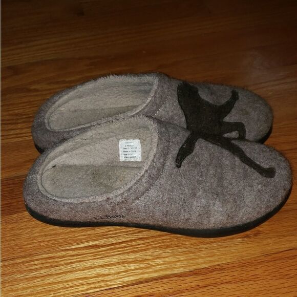 L.L. Bean Women's Daybreak Scuffs, Motif taupe chocolate dog - Picture 3 of 8